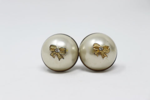 Vintage Faux Pearl and Bow Earrings