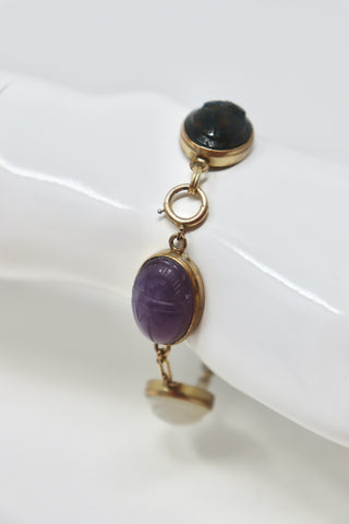 Vintage Glass Scarab Bracelet