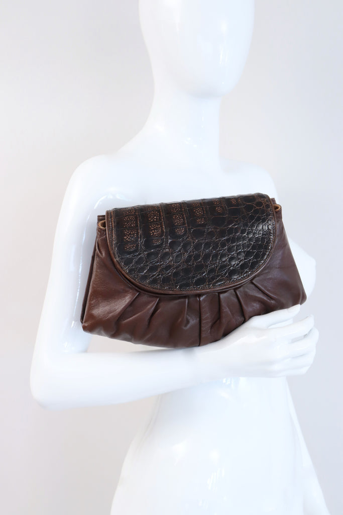 Vintage 80's Crocodile & Leather Convertible Bag