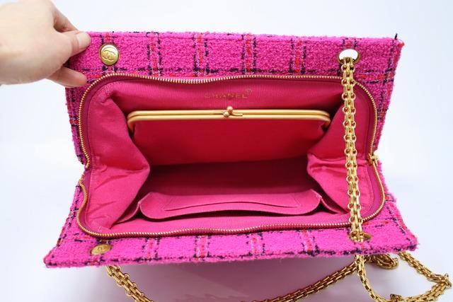 Rare Vintage CHANEL F/W 1996 Pink Tweed Bag at Rice and Beans Vintage