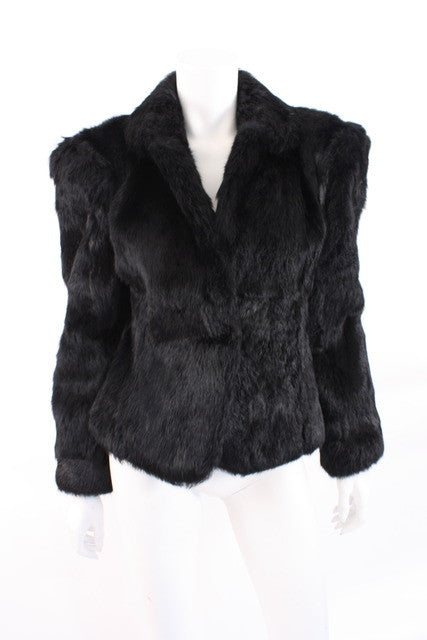 Vintage 80's Black Rabbit Fur Coat