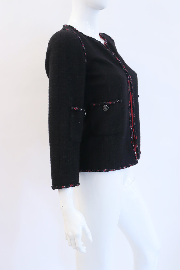 Chanel 2004 Limited Edition NY Timeless Black Multicolor Tweed Jacket SZ  42