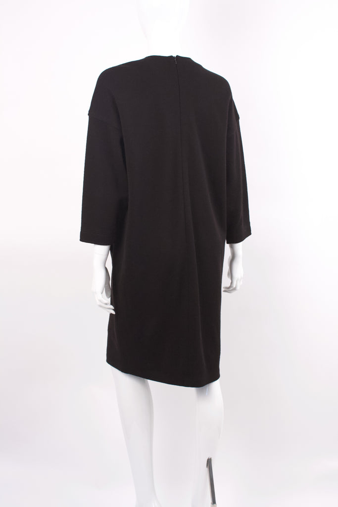 Back long sleeve dress, maxi black dress in wool blend. - Diana Paukstyte