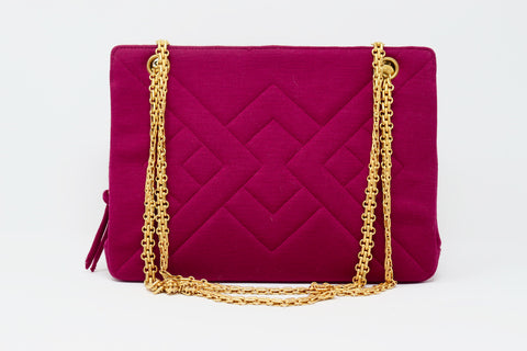 ON LAYAWAY  Vintage 90's CHANEL Magenta Jersey Bag
