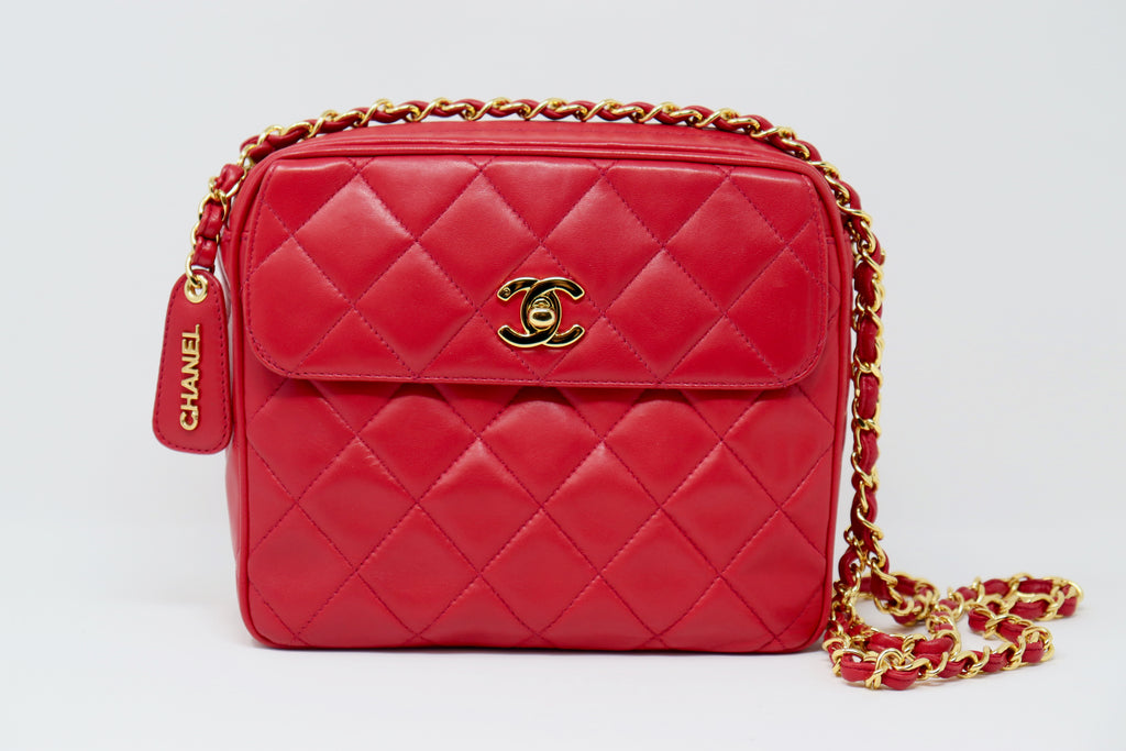 Rare Vintage CHANEL Red Camera Flap Bag at Rice and Beans Vintage