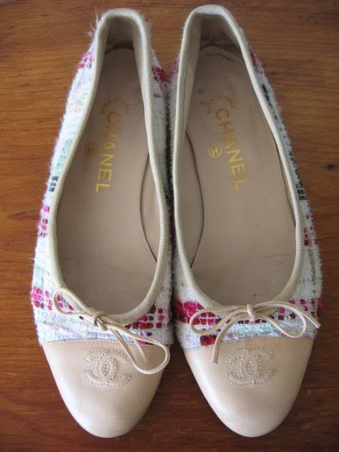 Chanel Red Leather CC Bow Ballet Flats Size 40.5