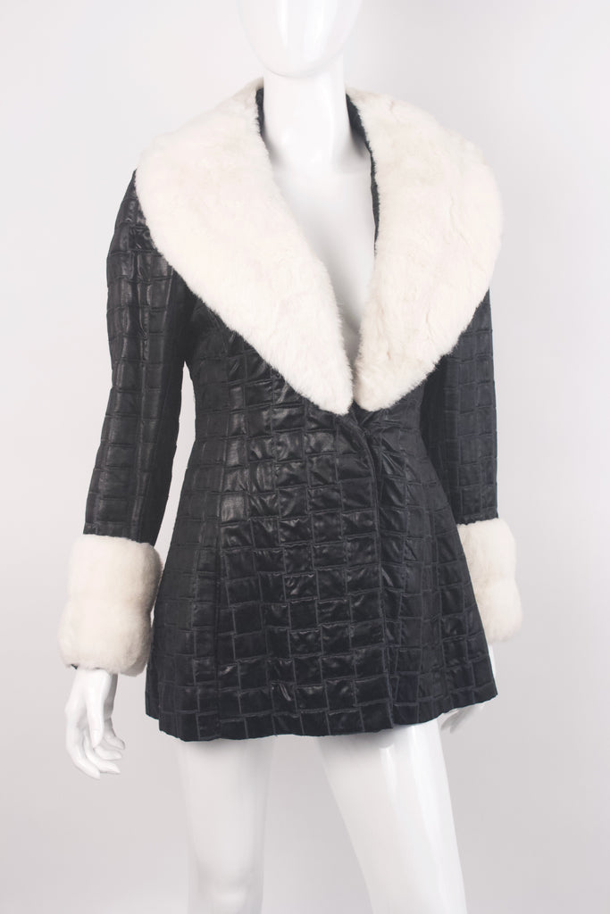 Vintage 60's LILLI ANN Quilted Coat w/Faux Fur