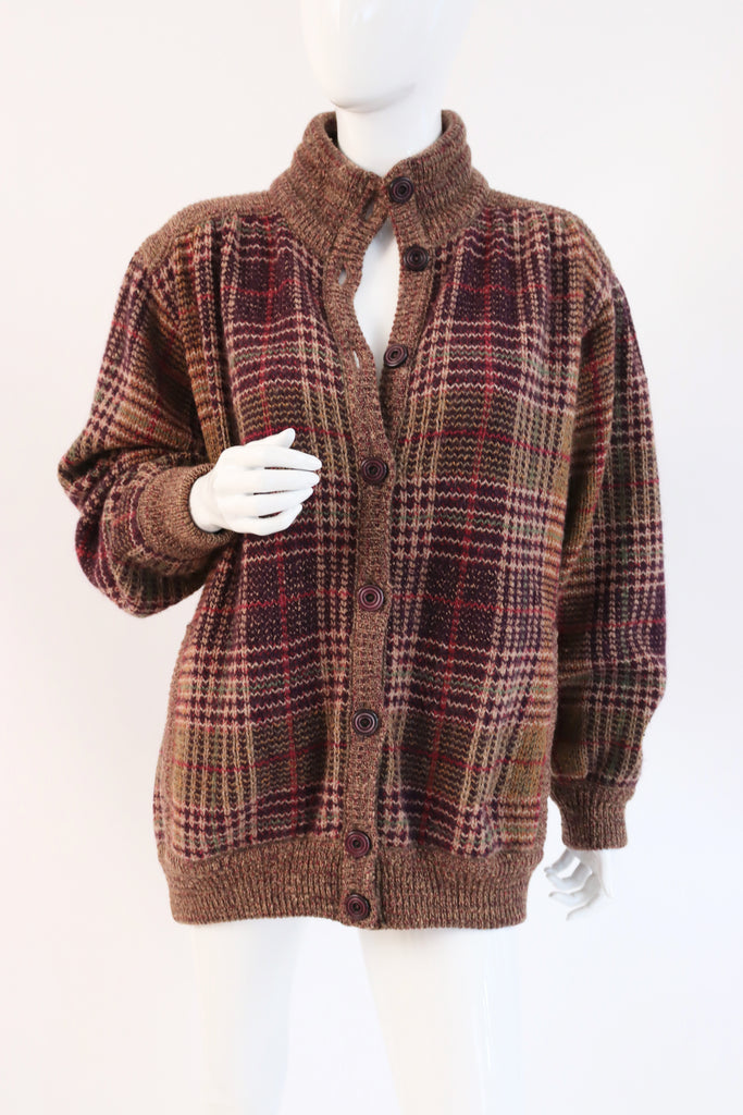 Vintage 80's MISSONI Plaid Cardigan Sweater
