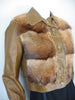 Vintage 70's Red Fox Fur & Brown Leather Jacket with Military Buttons