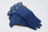 New Vintage HERMES Blue Leather Gloves With Studs