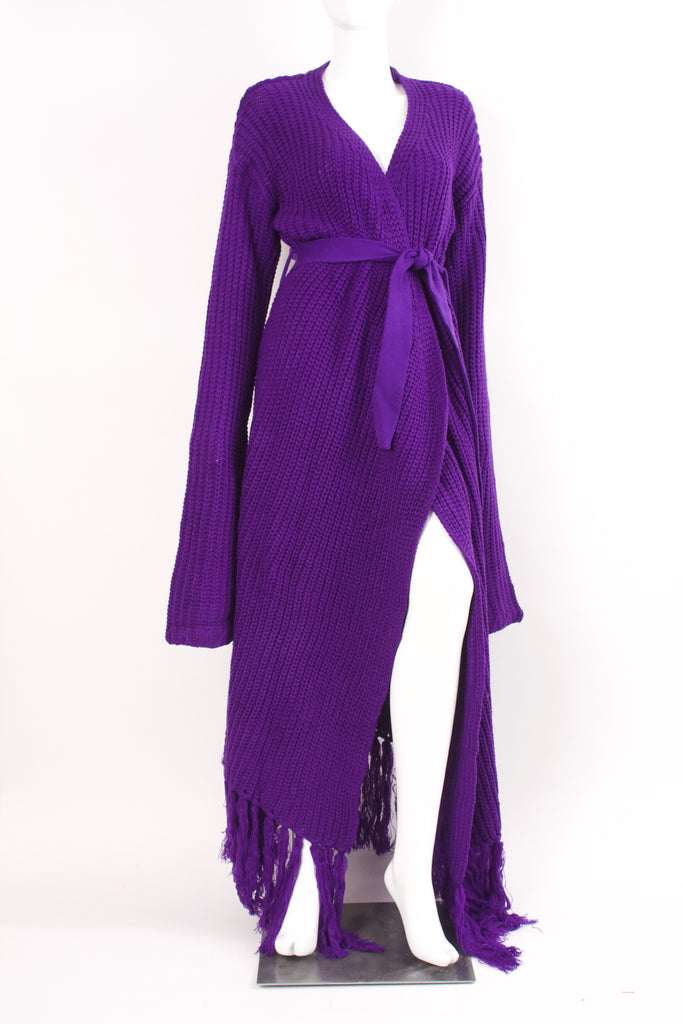 NWT HANIFA "Miya" Purple Sweater Knit Wrap Dress