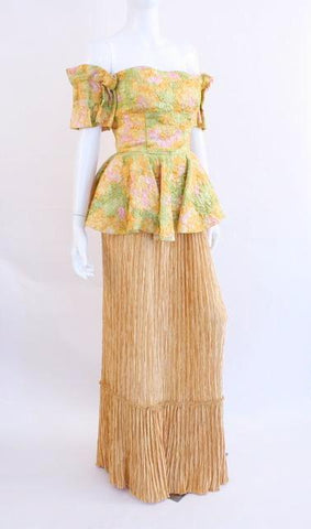 Vintage 80's MARY MCFADDEN Fortuny Skirt & Peplum Top