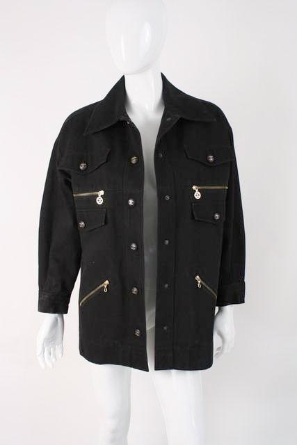Rare Vintage CHANEL Black Denim Jacket at Rice and Beans Vintage