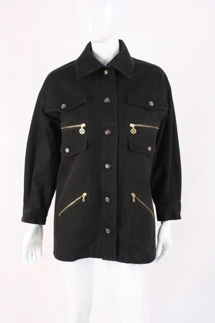 Rare Vintage CHANEL Black Denim Jacket at Rice and Beans Vintage