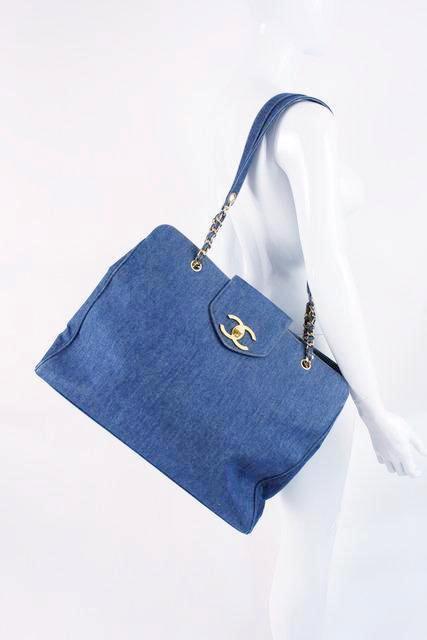 Chanel 1996 Denim Logo Tote Bag · INTO