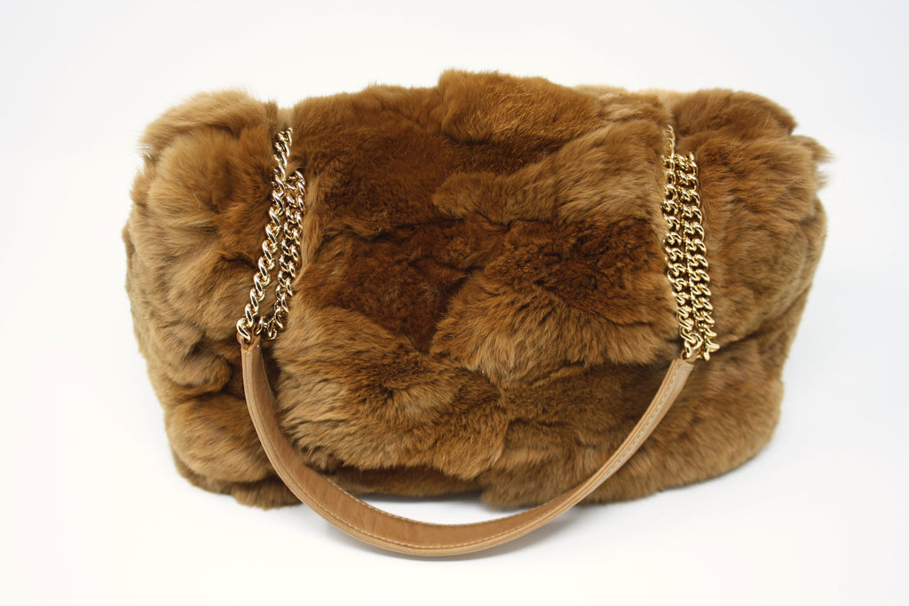 CHANEL Brown Lapin Fur Flap Bag at Rice and Beans Vintage