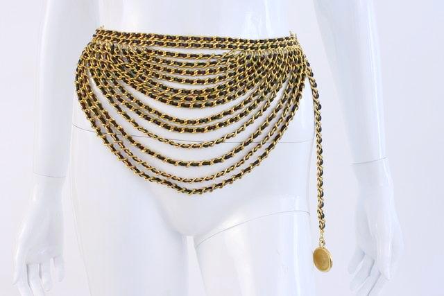 Chanel Vintage Runway Black/Gold Multi-Strand Chain Belt – Amarcord Vintage  Fashion