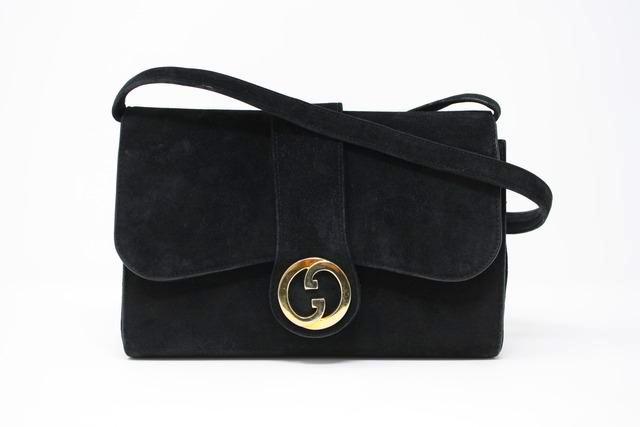 Vintage 70's GUCCI Black Suede Handbag