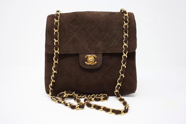 Vintage CHANEL Brown Suede Single Flap Bag