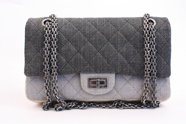 Chanel Large Grey Reissue Canvas Denim Double Flap Bag