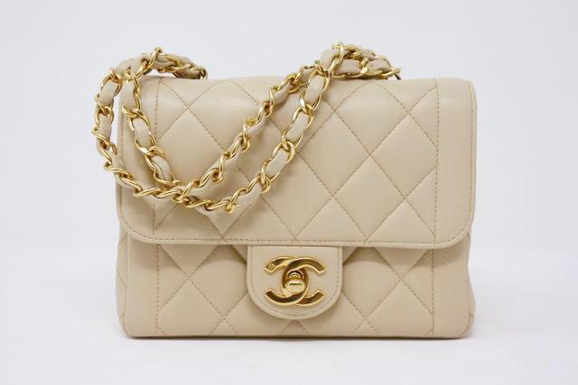 Rare Vintage CHANEL Beige Mini Flap Bag at Rice and Beans Vintage