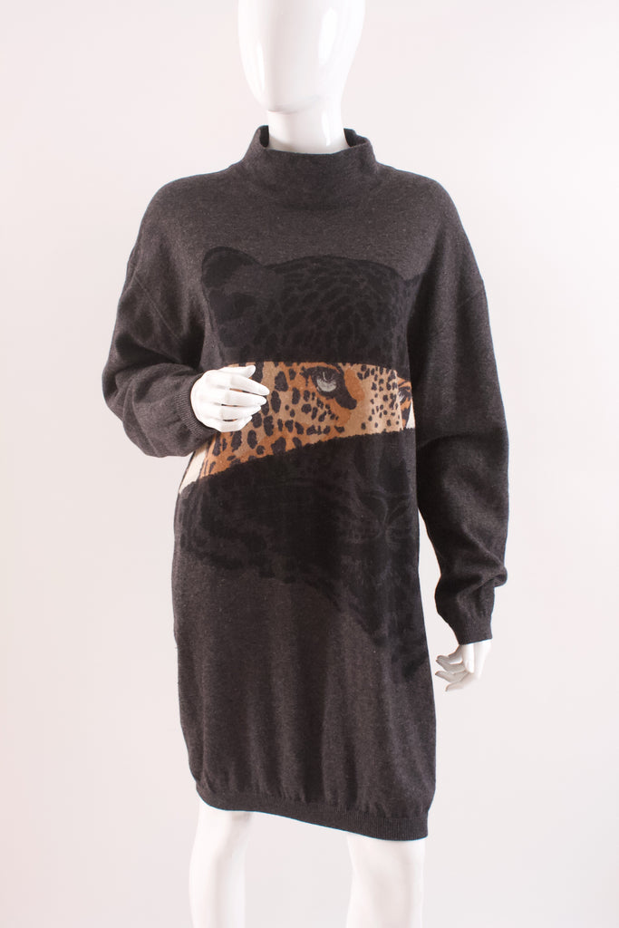 Rare Vintage 80's KRIZIA Leopard Sweater Dress