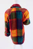 Vintage 80's Rainbow Plaid Faux Fur Coat