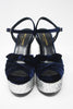 SAINT LAURENT Glitter & Velvet Candy Platform Sandals