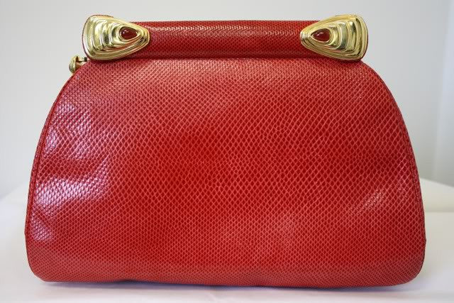 Judith Lieber Red Lizard Handbag