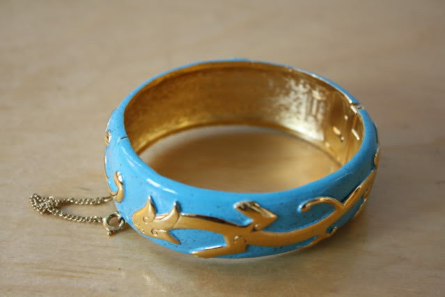 Trifari Enamel and Gold Plate Dragon Bracelet