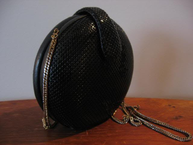 Whiting Davis Black Circular Chain Mail Shoulder Bag