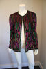 Vintage 80's Black Silk Jacket Covered in Pink & Green Zebra Stripe Sequins & Beads