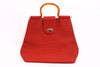 Vintage 60's Red Tote Bag Lucite Handle