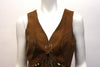 Vintage 70's Brown Suede Vest w/Beaded Fringe