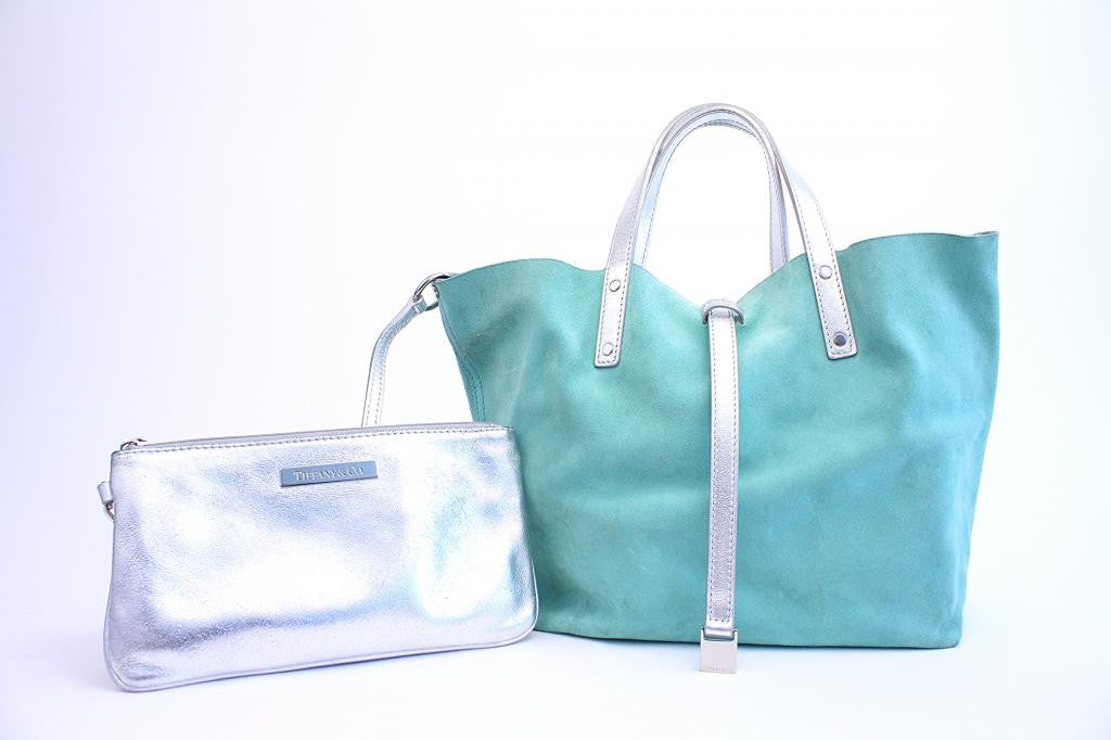 Tiffany & Co Suede Reversible Tote Bag Blue ref.591613 - Joli Closet