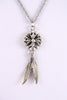 Vintage Sterling Silver Feather Mandala Necklace 