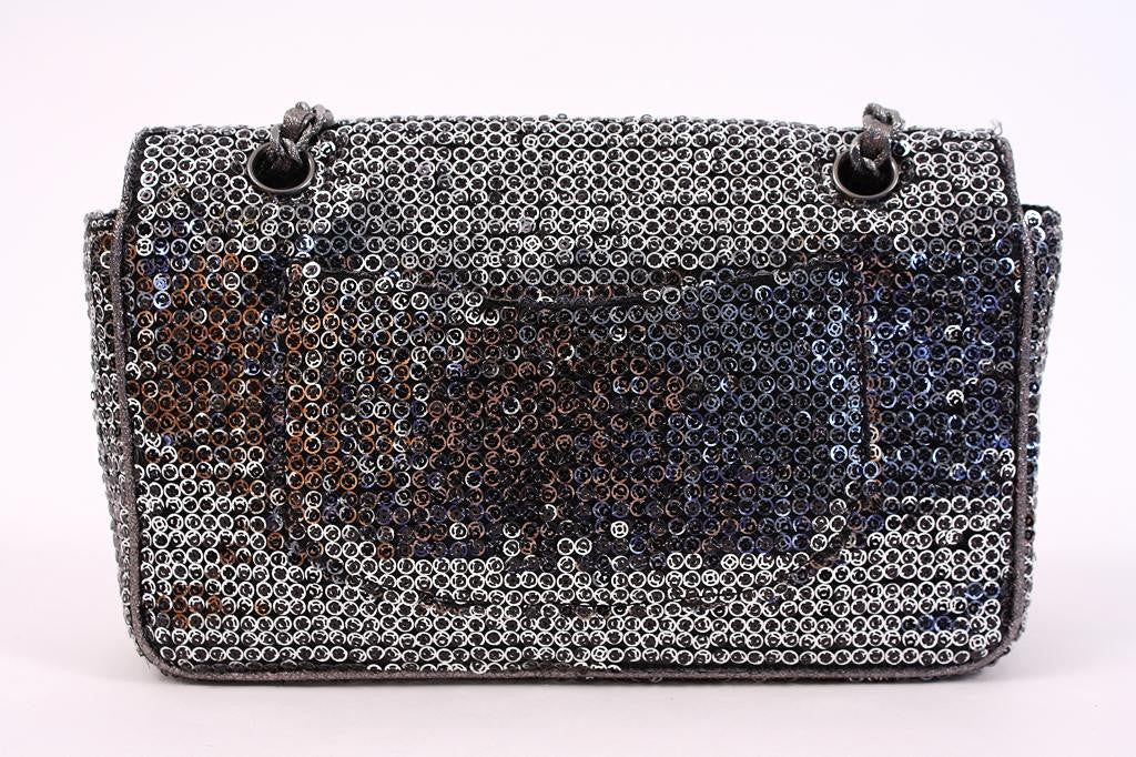 CHANEL Silver Hidden Sequin Classic Flap Bag at Rice and Beans Vintage