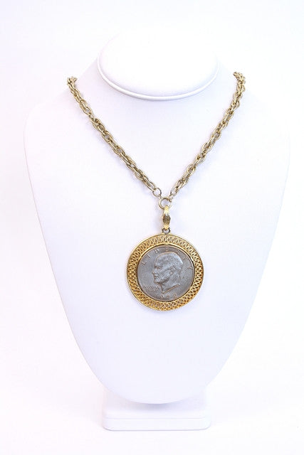Vintage 70's Liberty Coin Necklace