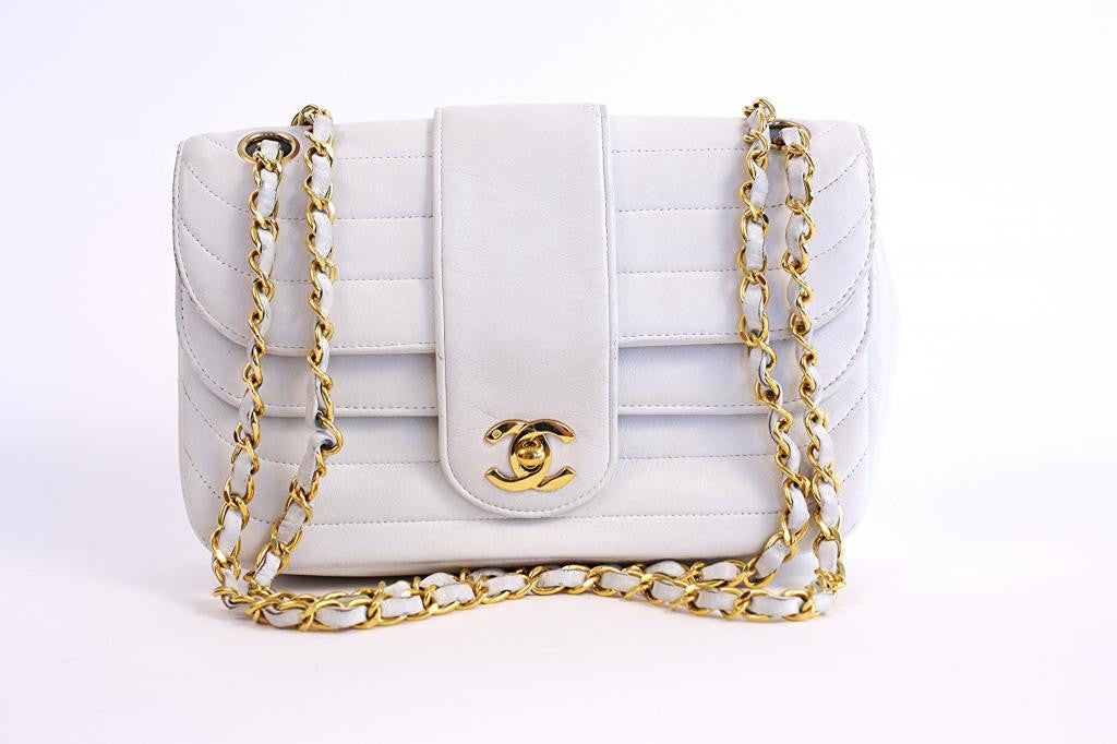 Vintage Chanel White Double Flap Bag 