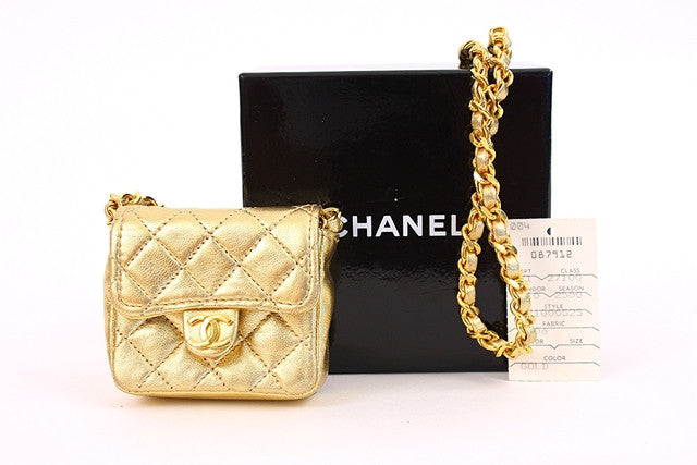 Rare Vintage CHANEL Gold Flap Bag at Rice and Beans Vintage