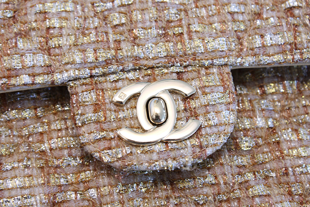 Chanel Rainbow Boucle Tweed Medium Classic Double Flap Bag GHW
