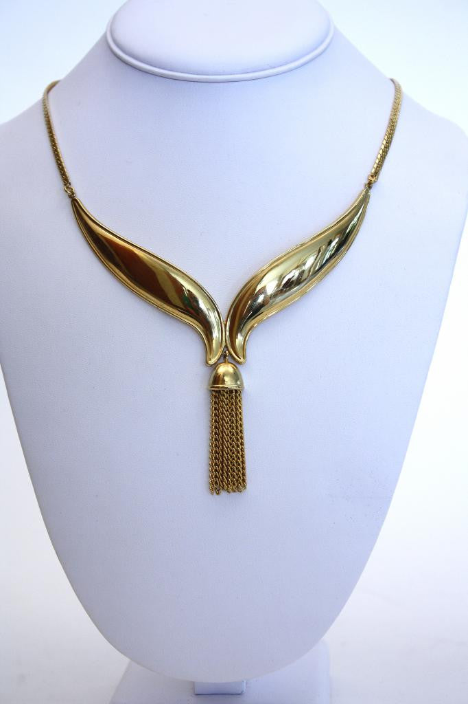 Vintage KENNETH LANE Gold Tassel Necklace in Box