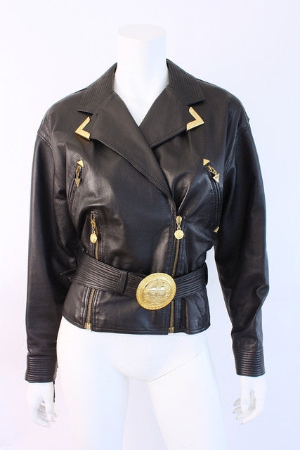 Vintage Gianni Versace Fringe Leather Jacket 