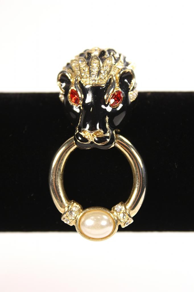 Vintage Jeweled Enamel Panther Brooch Attributed to CINER