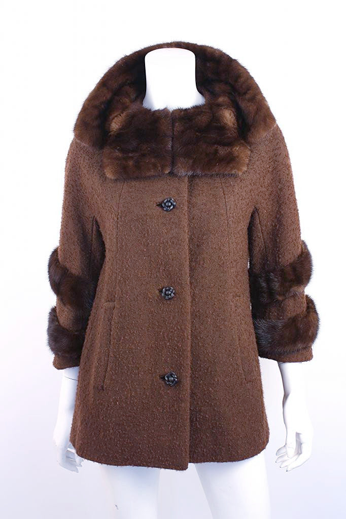 Vintage 50's Lilli Ann Boucle & Fur Coat 