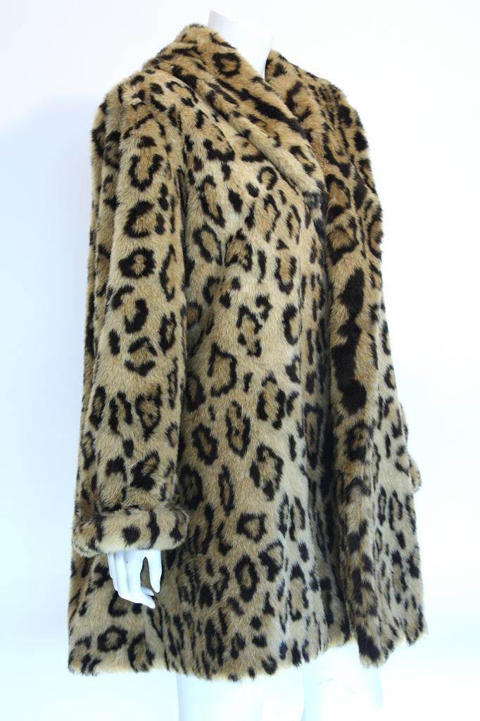 90's NEIMAN MARCUS Faux Leopard Fur Coat