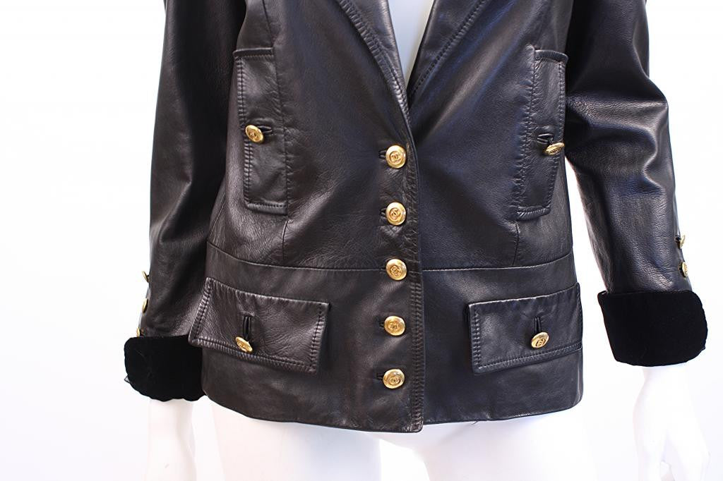 Chanel CHANEL Coco Mark Rib leather Jacket Brown EIT0805 – NUIR VINTAGE