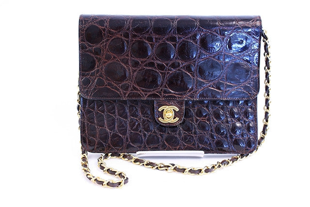 Vintage Chanel Chain Envelope Evening Clutch Bag Pink Crocodile Gold  Hardware in 2023