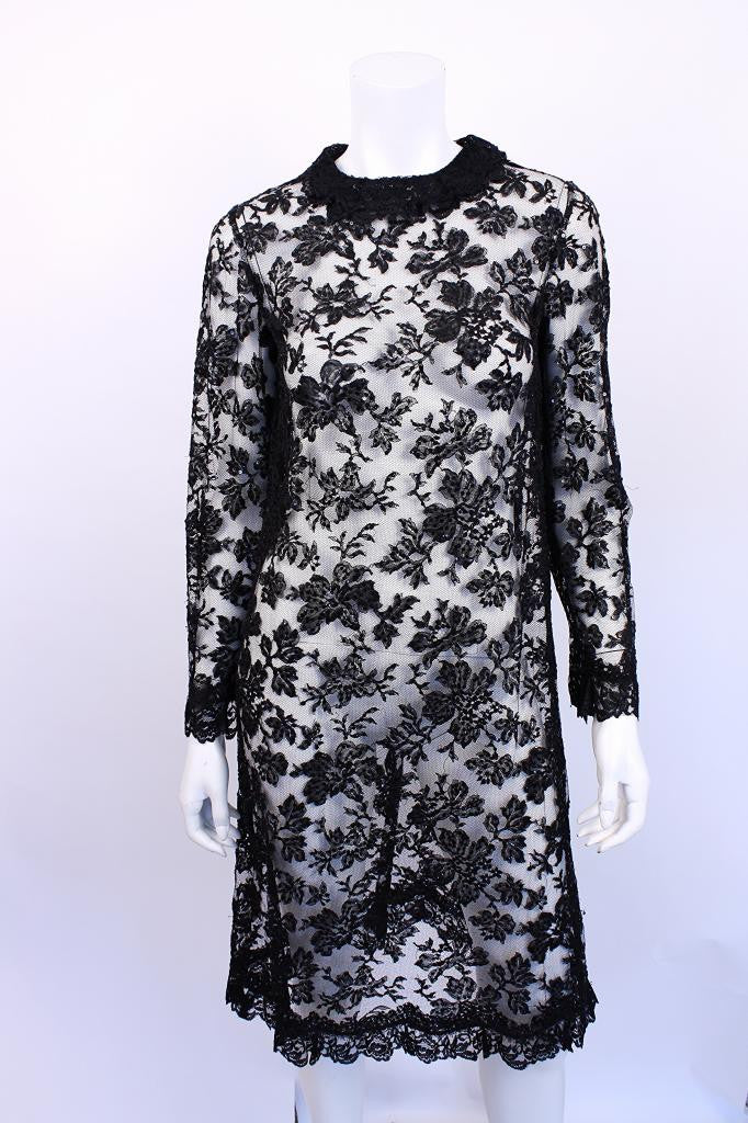Vintage 60's Black Sheer Lace Dress
