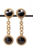 Vintage Black & Clear Rhinestone Hanging Earrings